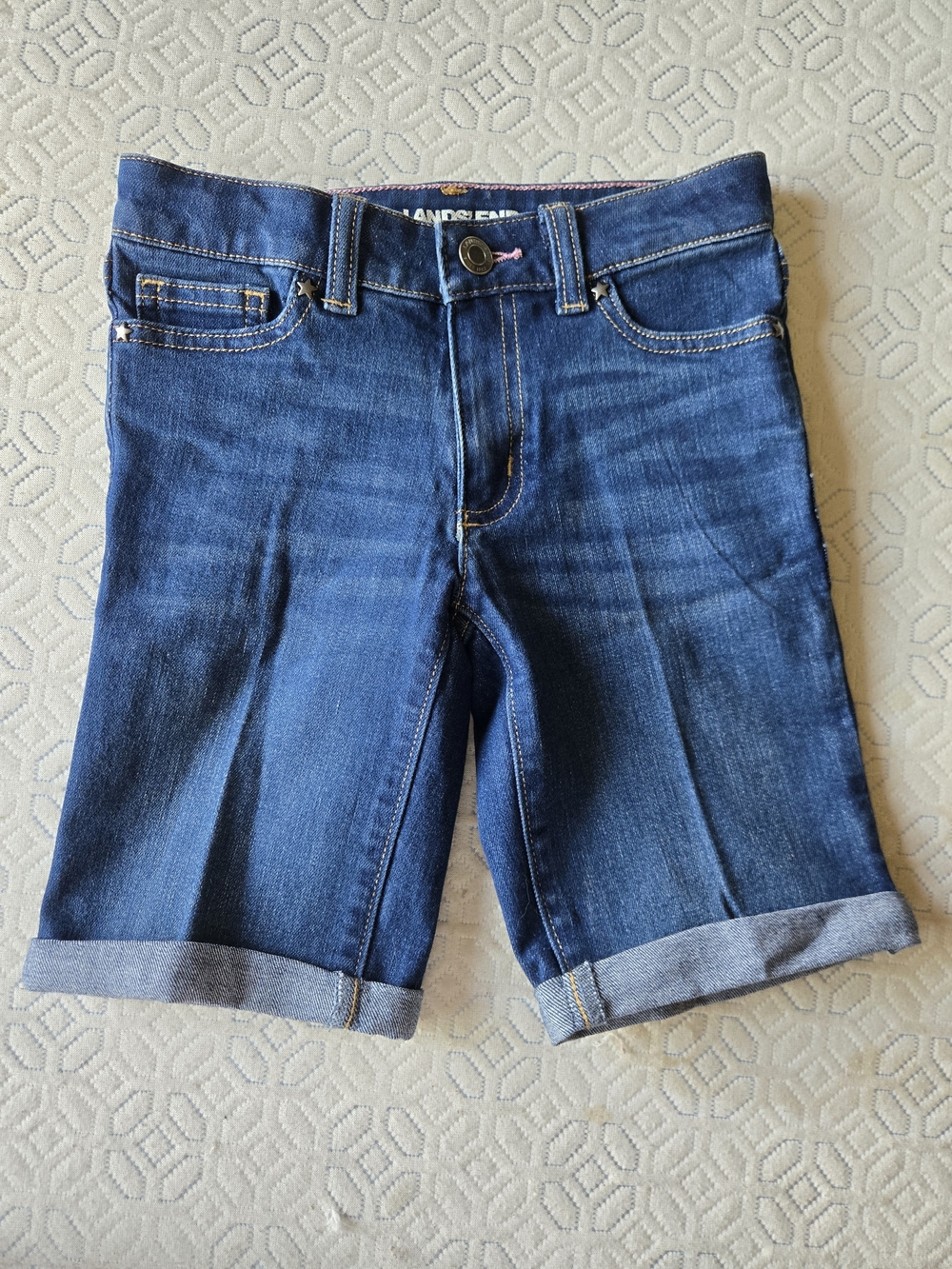 Lands' End Kids Denim Roll-Cuff Shorts, 6